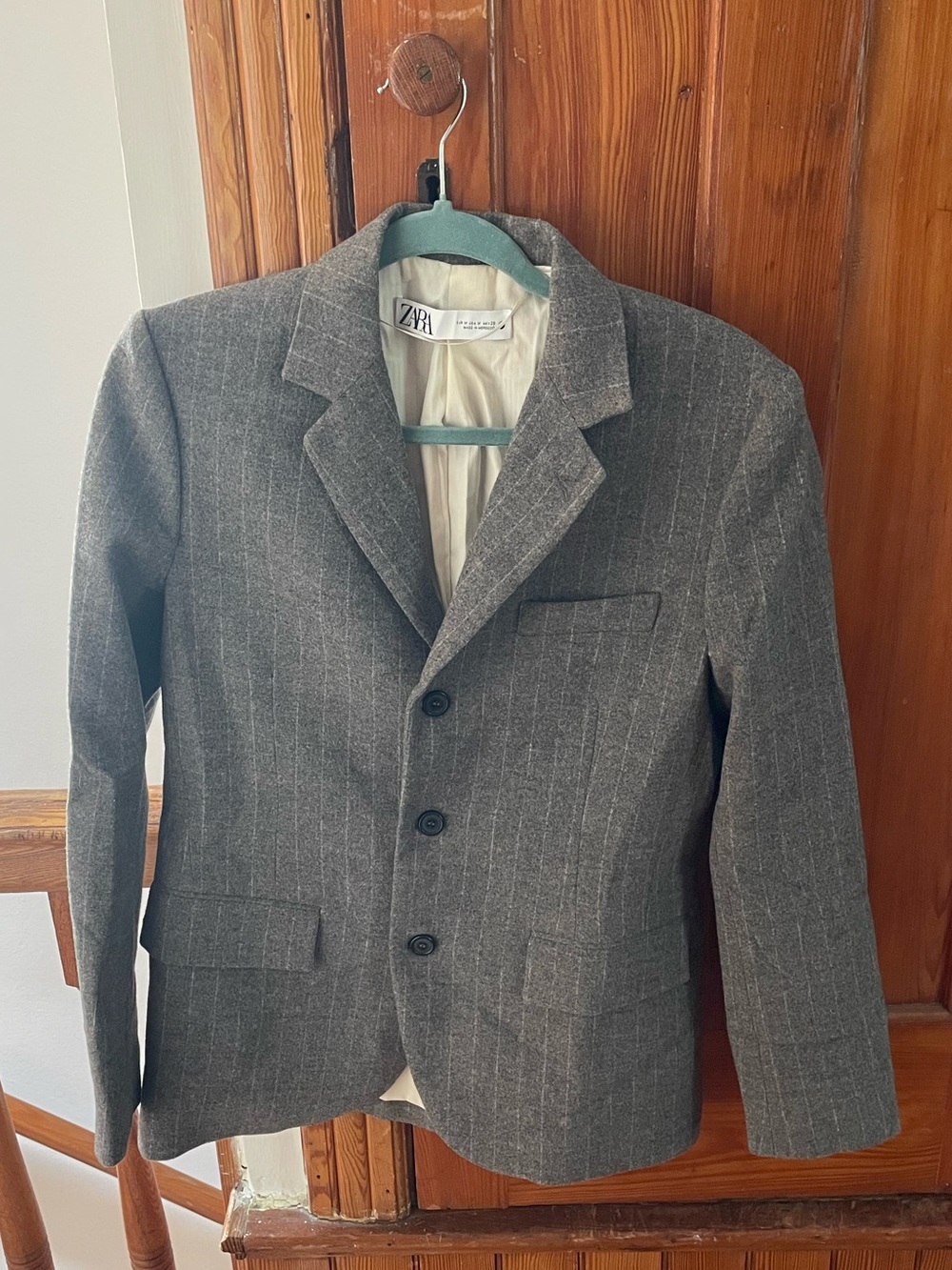 Zara Charcoal Pinstripe Women’s lined Blazer Sz M